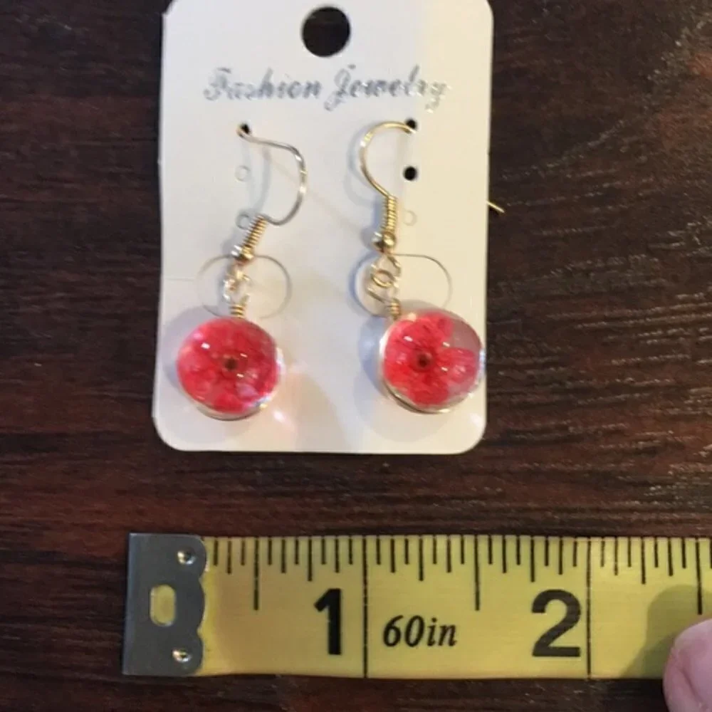 Dried Flowers Glass Crystal earrings jewelry